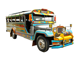 filipino jeepney  isolated on white background PNG ,AI GENERATED