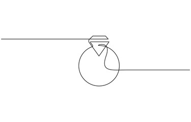 Engagement ring continuous line drawing illustration. One line art of love, Black isolated on white background. Hand drawn vector illustration, Wedding ring line art style vector illustration.