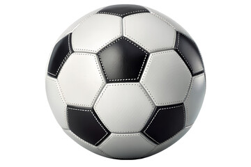 Fototapeta premium Classic black and white leather soccer ball isolated on a white background, perfect for sport, game, or leisure
