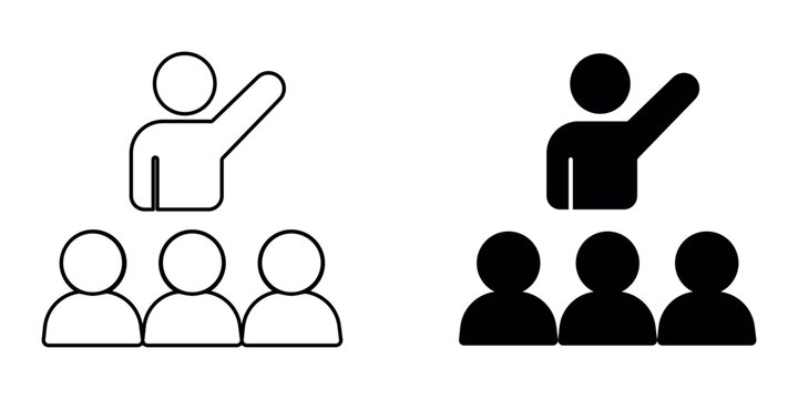 Leader and team icon set in flat black and white