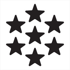Obraz premium Seven Stars Black Silhouettes Forming Circular Arrangement On White Background.