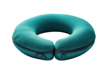 Travel Comfort A teal neck pillow your silent companion on long journeys promising restful on transparent background