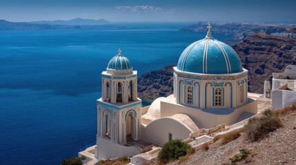Orthodox church on Santorini island (Greece), no logos, no brands