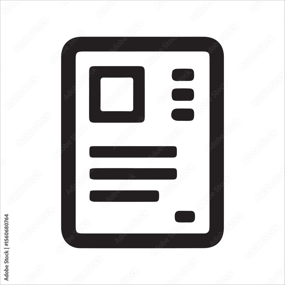 Fototapete simple and bold vector icon of a document or file, featuring a layout with text lines and a placehol