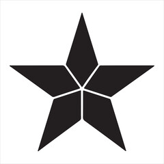 Black Five Point Star Vector Illustration Design Element Simple Isolated Shape.