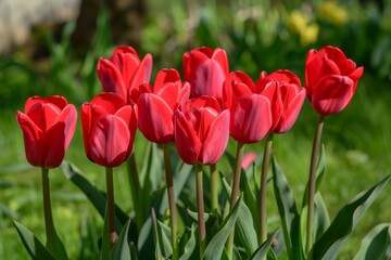 Fototapeta premium red tulips close up