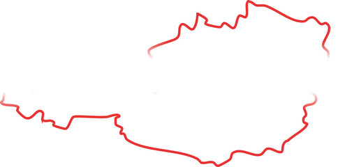 This image shows the silhouette of Austria filled with a stylized version of the Austrian flag, featuring red-white-red horizontal stripes with a gradient effect.