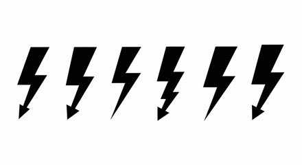 Five Black Hazard Lightning Symbols with Arrows