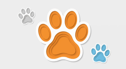 Multi-Colored Layered Paper Cutout Animal Paw Prints