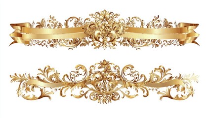 Fototapeta premium Two ornate gold decorative banners