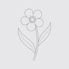 Hand drawn open flower Black and White