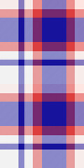 Vibrant plaid pattern in red, blue, and white. Perfect for textile designs, apparel, or website backgrounds. This bold, geometric texture evokes feelings of tradition and modernity.