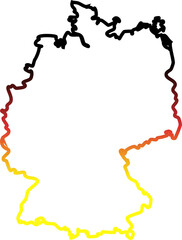 This image shows the map silhouette of Germany filled with a gradient of the German national flag colors: black, red, and yellow.

