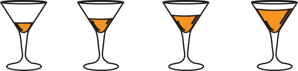 Beer and wine glass set for party celebration with drinks and crystal mugs on white background