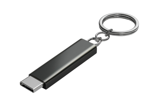 Secure your digital world a sleek USB C drive keychain ensuring data portability with on transparent background