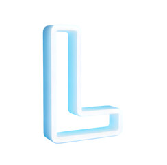 Glowing neon letter l in a 3d shape with a blue gradient isolated on transparent background