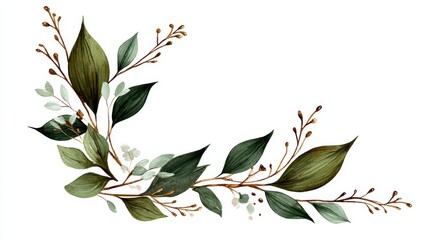 Floral branch. Hand drawn wedding herb, plant and monogram with elegant leaves for invitation save the date card design. Botanical rustic trendy greenery vector, no logos, no brands