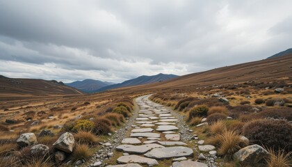 Through Barren Landscape Under Overcast Sky