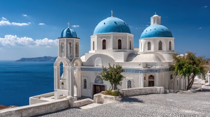Orthodox church on Santorini island (Greece), no logos, no brands