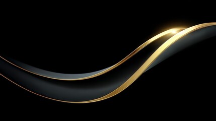 Long, curvy black and gold wave that is very shiny and dark. The gold is so bright that it almost looks like it's glowing