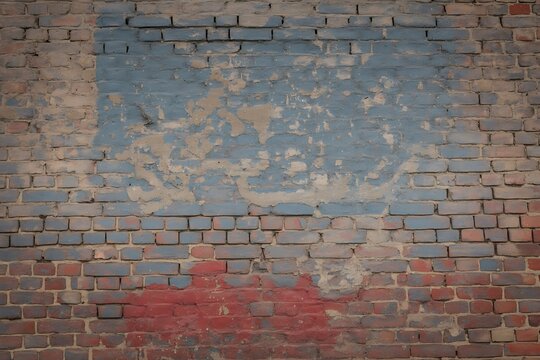 Distressed Brick Wall Texture with Faded Paint Grunge Background