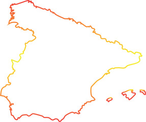 A silhouette map of Spain filled with a gradient in red and yellow, representing the colors of the Spanish national flag.