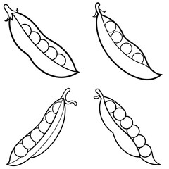 Obraz premium Peas in a Pod Icon – Fresh Vegetable Line Art, Outline Vector Illustration