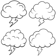Storm Cloud Icon – Weather Line Art, Outline Vector Illustration