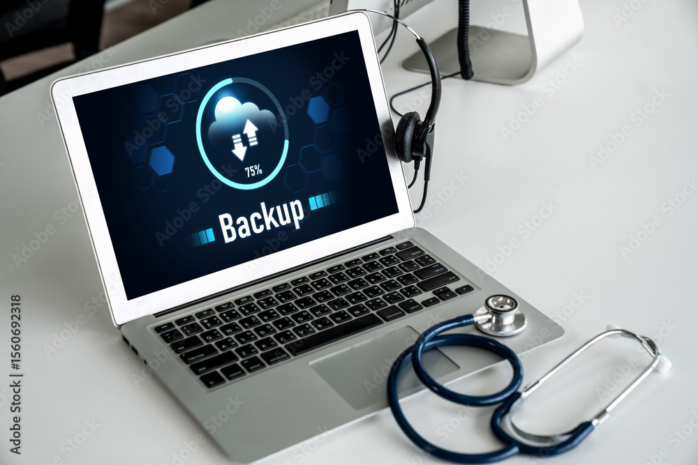 Poster backup storage data internet technology business concept. database storage cloud technology file dat