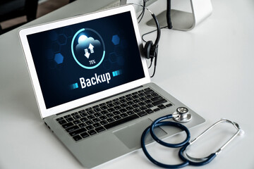 Backup Storage Data Internet Technology Business concept. Database storage cloud technology file...