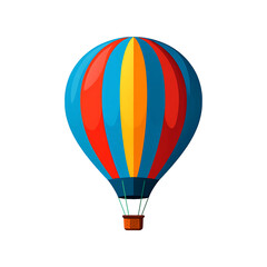 Naklejka premium Colorful hot air balloon with basket isolated on transparent background