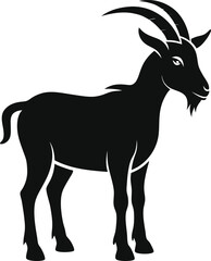 Fototapeta premium Goat Silhouette Vector with white background and editable