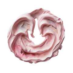 Fototapeta premium A close up of a circular swirl of pink frosting or cream.