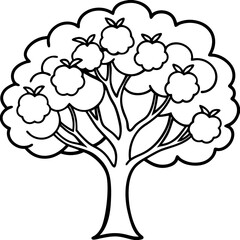 Fototapeta premium Apple Tree line art vector