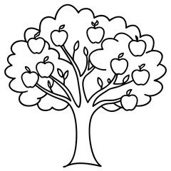 Fototapeta premium Apple Tree line art vector