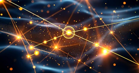 Dynamic network visualization with glowing nodes and connections, symbolizing data flow and technological advancement. - Powered by Adobe