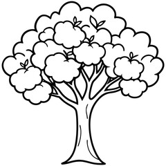 Fototapeta premium Apple Tree line art vector
