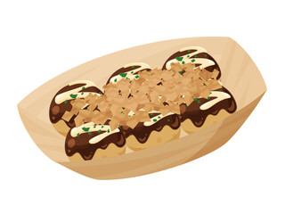 容器に入ったかわいいたこ焼きのイラスト素材