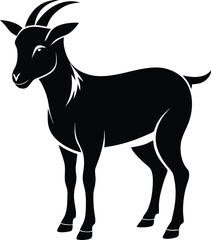 Obraz premium Goat Silhouette Vector with white background and editable