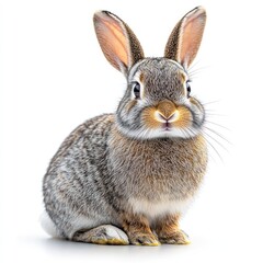 Obraz premium Cute rabbit sitting calmly while showcasing its fluffy fur and expressive features