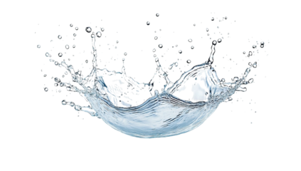 Dynamic and elegant water splash isolated against a transparent  background depicting liquid fluid motion