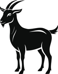 Fototapeta premium Goat Silhouette Vector with white background and editable