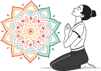 Yoga and Wellness Illustration Set Featuring Poses Meditation and Healthy Lifestyle Concepts. Clean and Minimal Yoga and Wellness Designs for Mindfulness Self Care and Fitness Projects