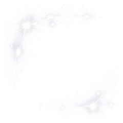 Abstract dandelion seeds on a blue winter background with decorative snowflakes and a floral frame illustration