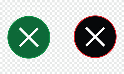 Green and Black Circle Icons with Cross Mark
