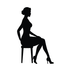 woman sitting on chair silhouette vector illustration