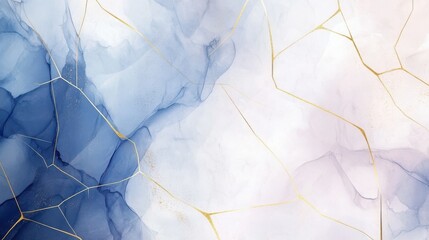 Fototapeta premium Wedding invitation cards with indigo marble texture background and gold geometric. line design vector.