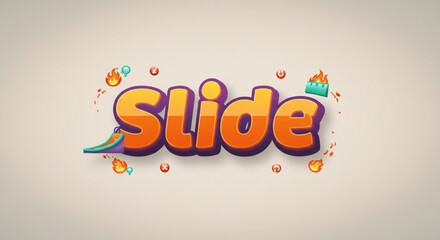 Dynamic 3D Slide Text Effect  Vibrant Colors and Playful Design