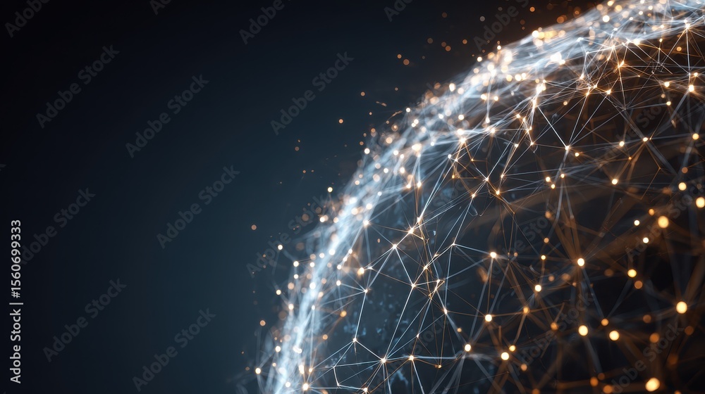 Poster technology image of globe. abstract polygonal shapes. background with connecting dots and lines. gra