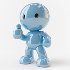 Fototapeta premium Cheerful blue figure giving a thumbs up in an artistic setting